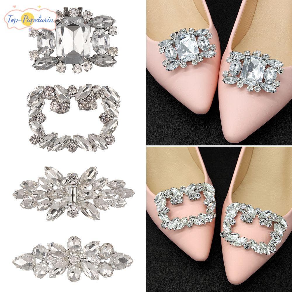 Clipes Decorativos Brilhantes Perfumados Strass Braçadeira Quadrada Fivela De Charme De Casamento