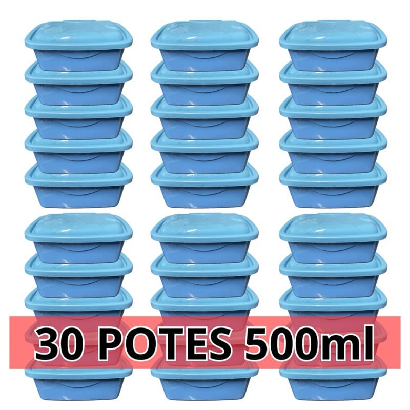 Potes Plástico Tapoer Azul ou Rosa Kit 5 até 30 unidades 500ml