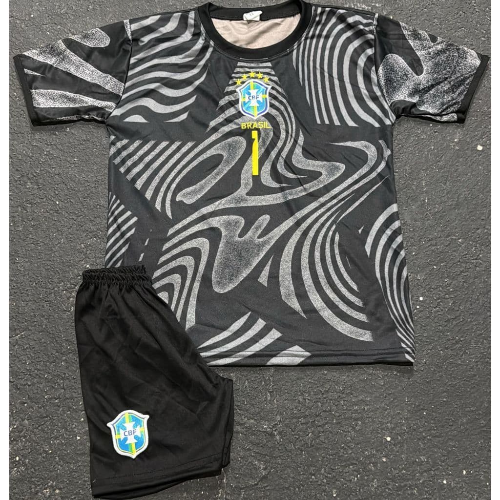 Conjunto Infantil Seleção Brasileira Preto Com Cinza