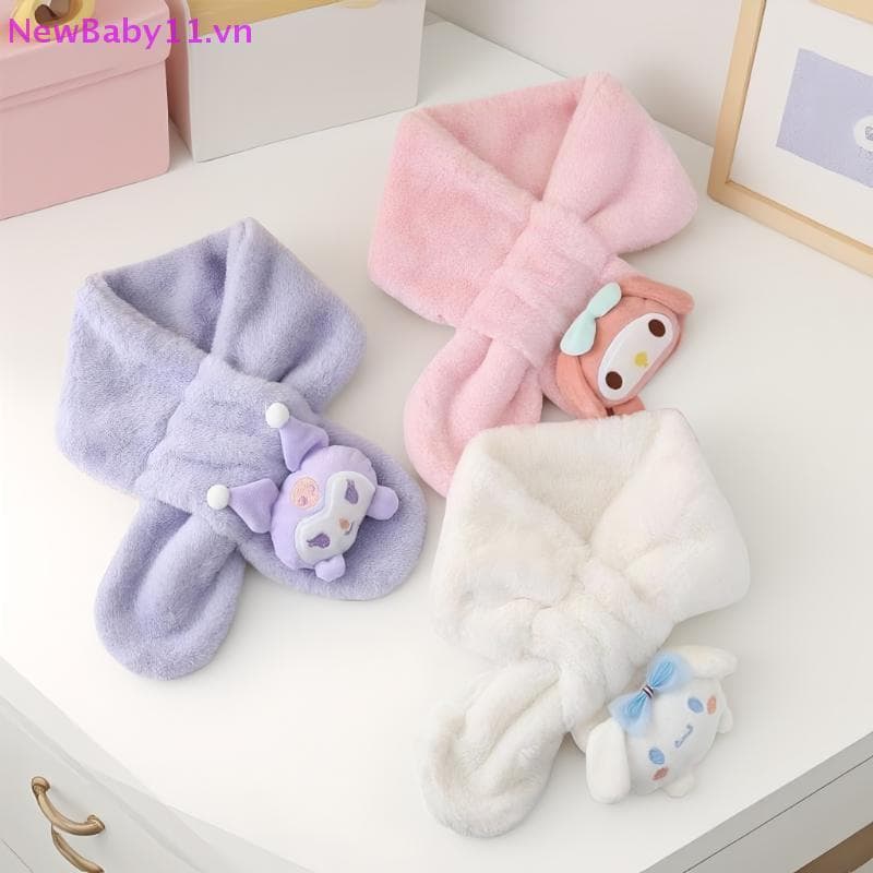 NewBaby Kawaii Pelúcia Cinnamoroll Cachecol Infantil Kuromi Minha Melodia Macio Meninas Anime Plushie Thiened Crianças C