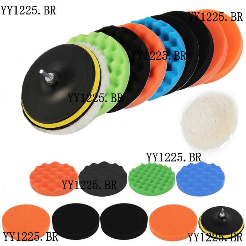 11 PCS 4 POLEGADA ALMOFADAS DE POLIMENTO ESPONJA DE LÃ ENCERAR LUSTRAR PAD KITS COM M10 ADAPTADOR DE BROCA PARA MÁQUINA
