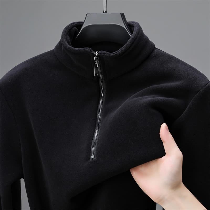 Polar velo fino-ajuste simples Casual moletom masculino outono inverno trabalho Wear meia gola alta interior longo