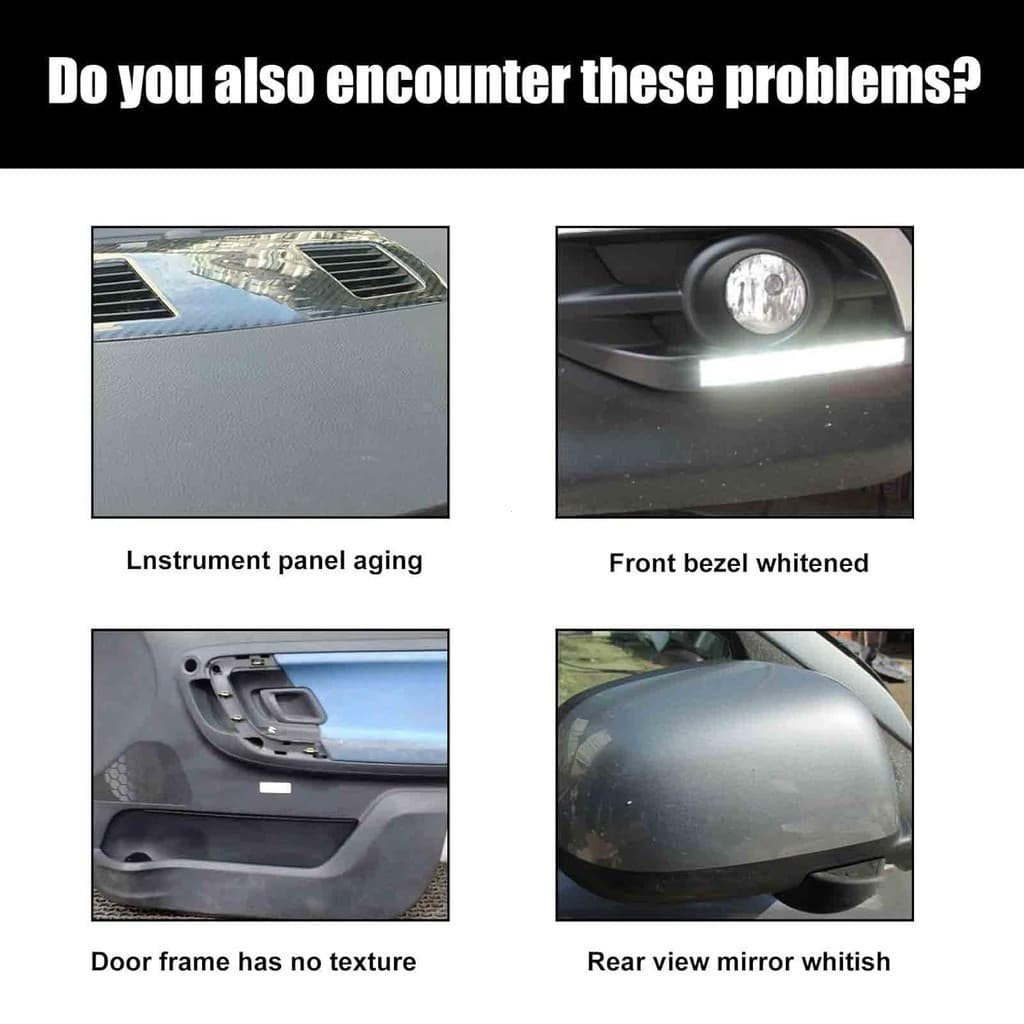 Revestimento de Cristal para Peças Plásticas de Carro, Agente Restaurador de Plástico com Esponja, Removedor de Arranhõe