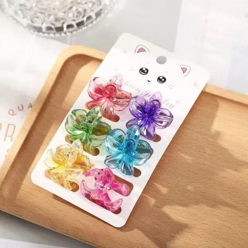 Kit 6 Grampo De Cabelo Frangipani Transparente-Punho De Flor Colorida Para Mulheres , Acessório De Resort De Praia