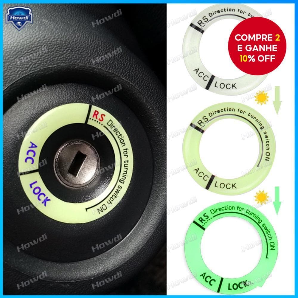 Adesivo Luminoso Para Carro Chaveiro 3D Decoração De Motos De Ignição De Anel