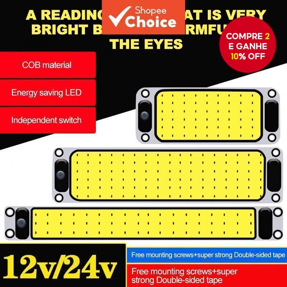 Luz De Tira Interior Do Carro 108LED 12-24V-Lâmpada De Leitura De Teto Com Interruptor Para Van , Caminhão , Campista , 