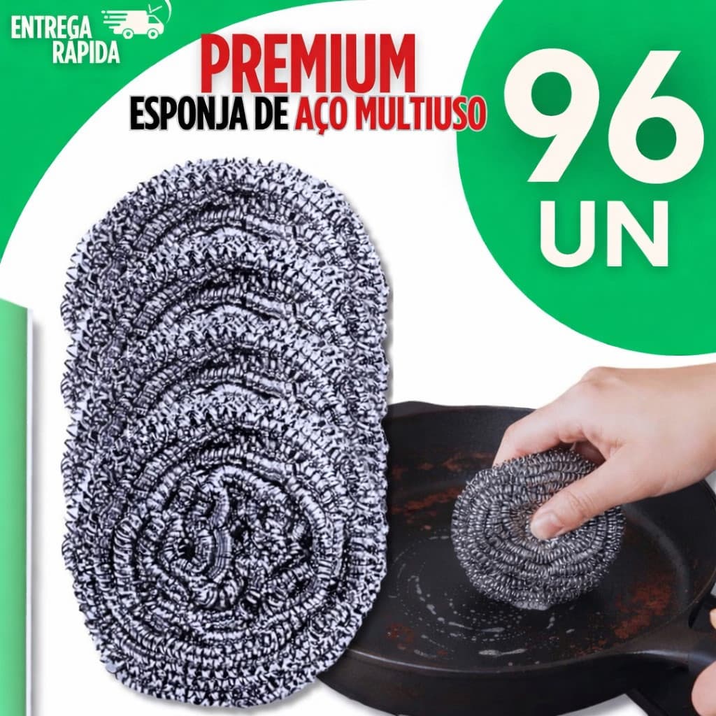 Kit 96 Esponja Aço Inox Lava Louça Não Enferruja Limpeza Pesada Bucha Palha de Aço Panela Cozinha