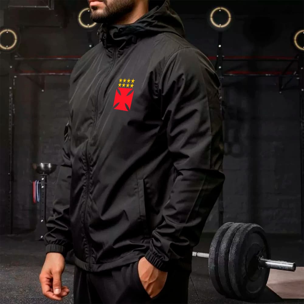 Jaqueta Corta Vento Impermeável Masculina Vasco Futebol Tactel Leve Ideal Dia a Dia e Caminhadas