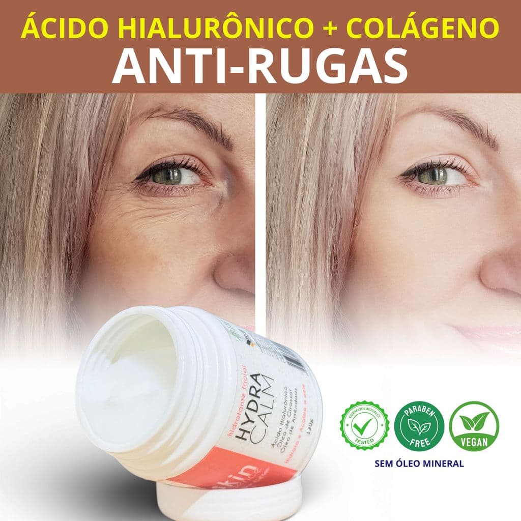 Creme Anti-Rugas Ácido Hialurônico Anti-Flacidez Hidratação Profunda Colágeno Pele Firme E Jovem