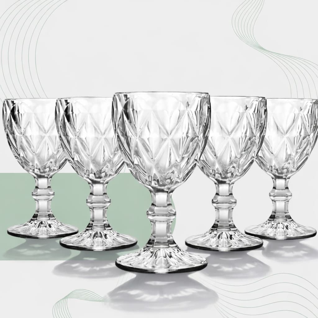 Jogo de Taças Diamond - Taça de Vidro Transparente Diamante Abacaxi Bico de Jaca