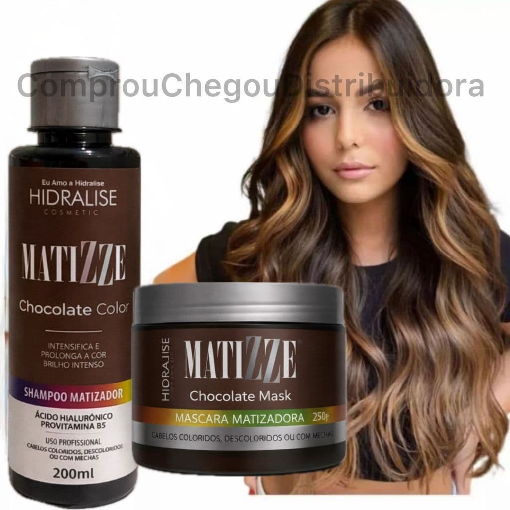 Kit Shampoo + Máscara Matizze Tonalizante Chocolate Avelã Morena Iluminada Sem Amônia 100% Natural