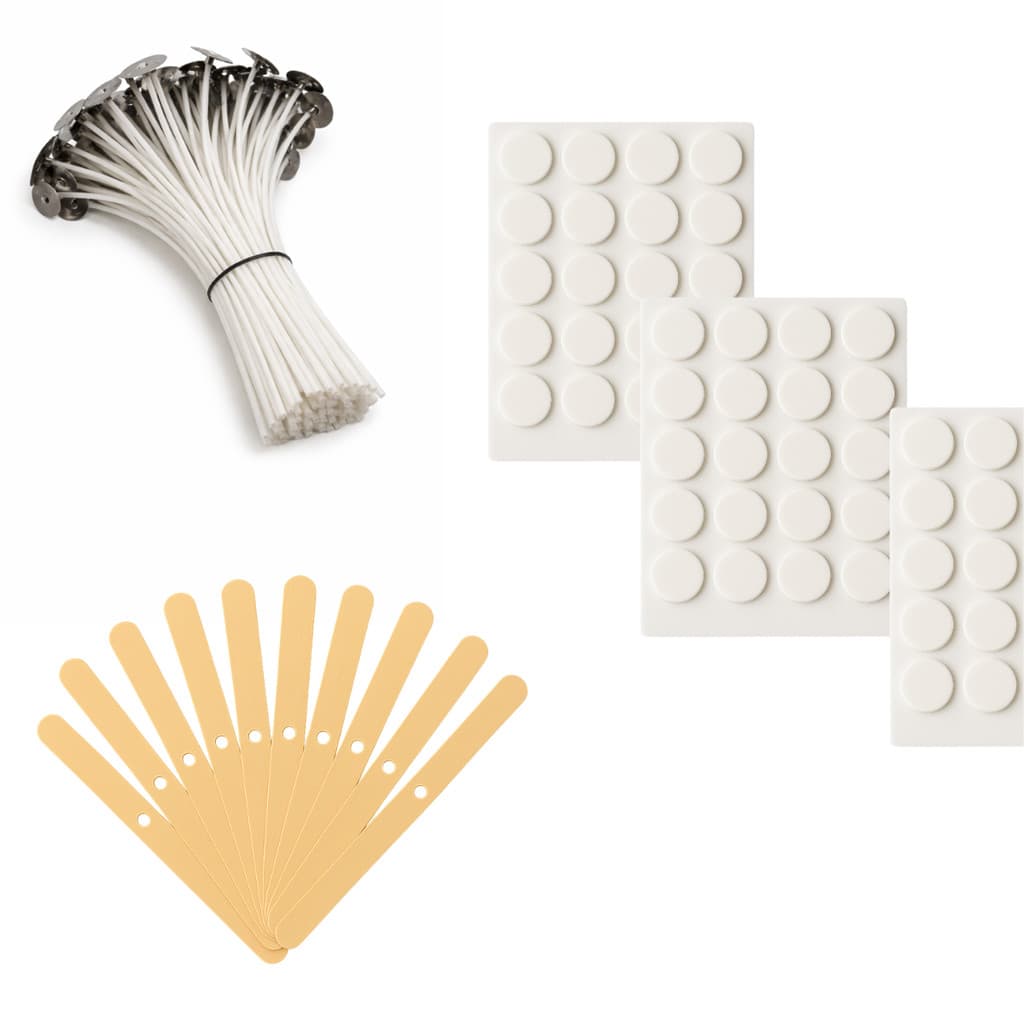 Kit Completo Pavio Velas Artesanais A2020 São Vitor 50 Pavios + 50 Adesivos + 25 Centralizadores