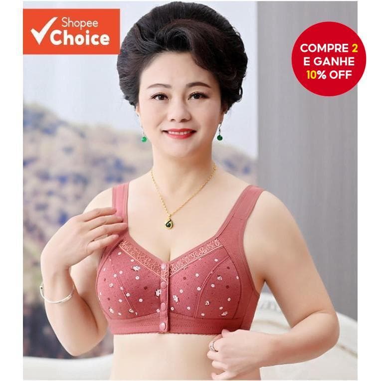 Sutiã De Algodão Sem Fio Para Mulheres Maduras-Estilo Colete Macio (Lingerie Confortável)