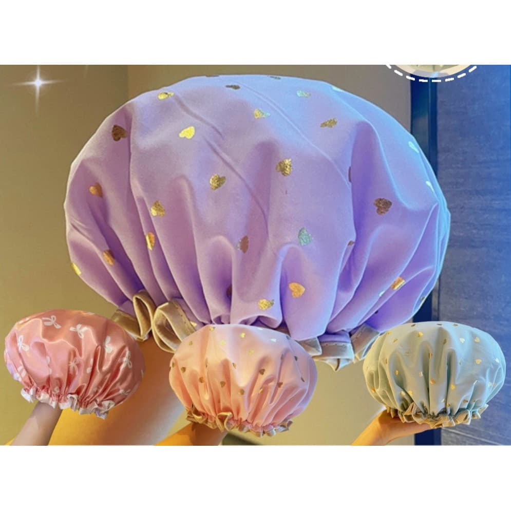 Touca de banho de camada dupla Moda Amor Coração Impermeavel