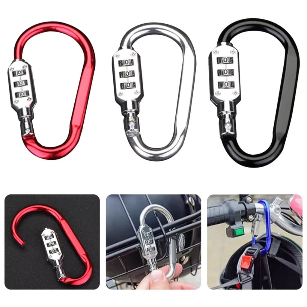 Cadeado Mosquetão c/ Senha Segurança Mala Capacete Moto Bike