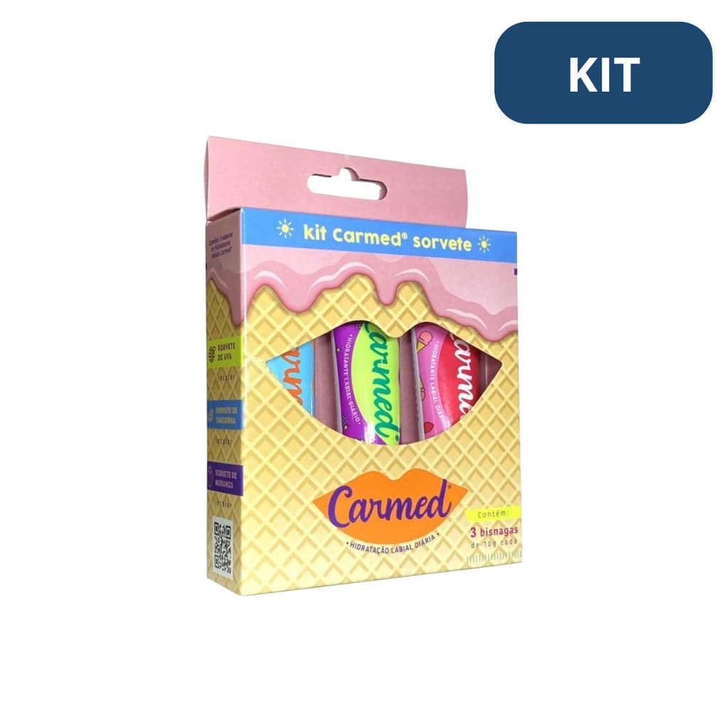 Kit Carmed Sorvete Verao Com 3 Bisnagas De 10g Cada