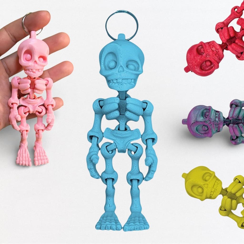 Mini Esqueleto Caveira Articulado Brinquedo Chaveiro Fidget Toy Novidade Halloween Presente Natal