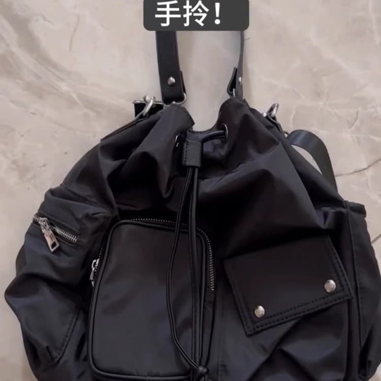 Bolsa Saco Feminina Mochila Transversal Nylon Leve Tiracolo Multiuso Casual Faculdade Unissex