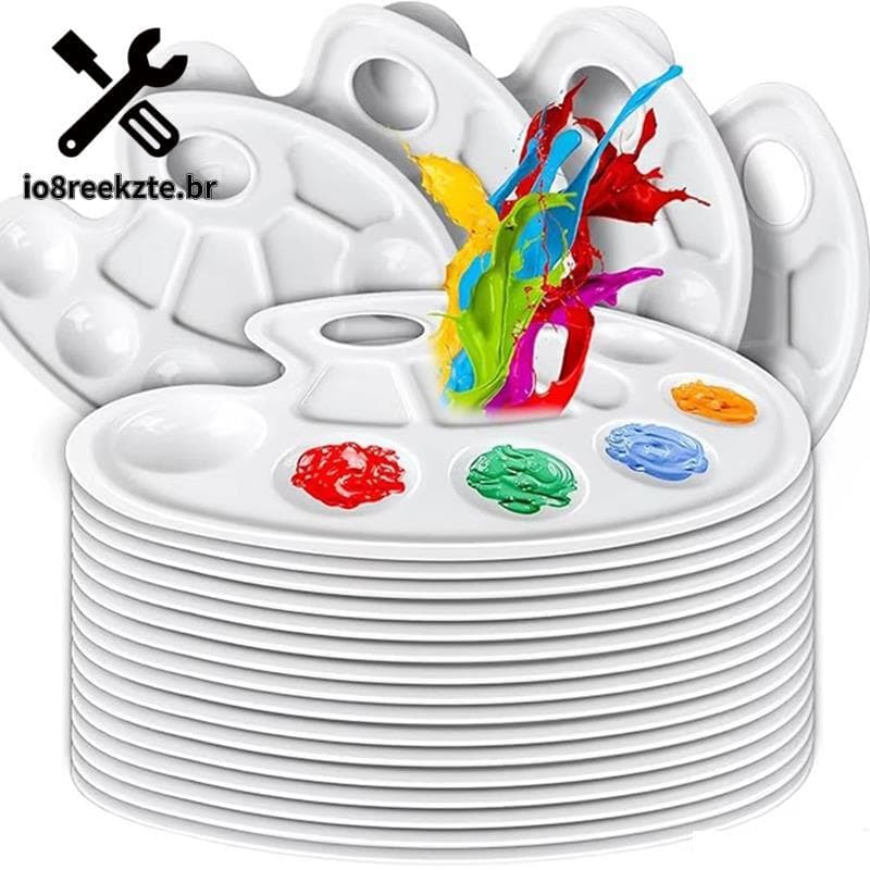 Bandeja De Suporte De Pintura , Paleta De Plástico Oval De 20 Peças , Paletes Para Artesanal DIY