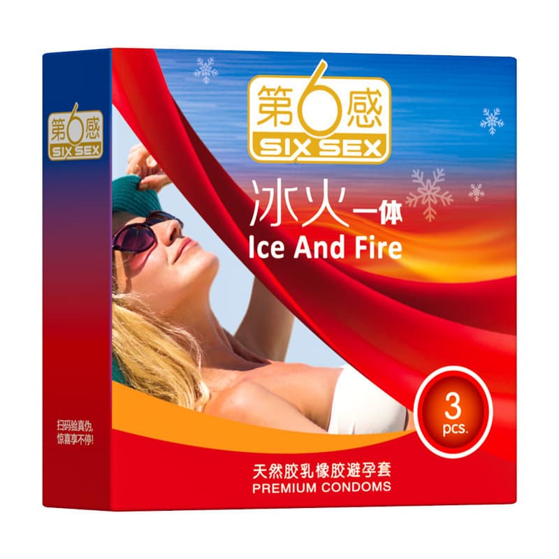 2026 novo estilo sexto sentido gelo um pacote de 3 peças preservativo 6th sentido gelo duplo dia preservativo 6 peças pa