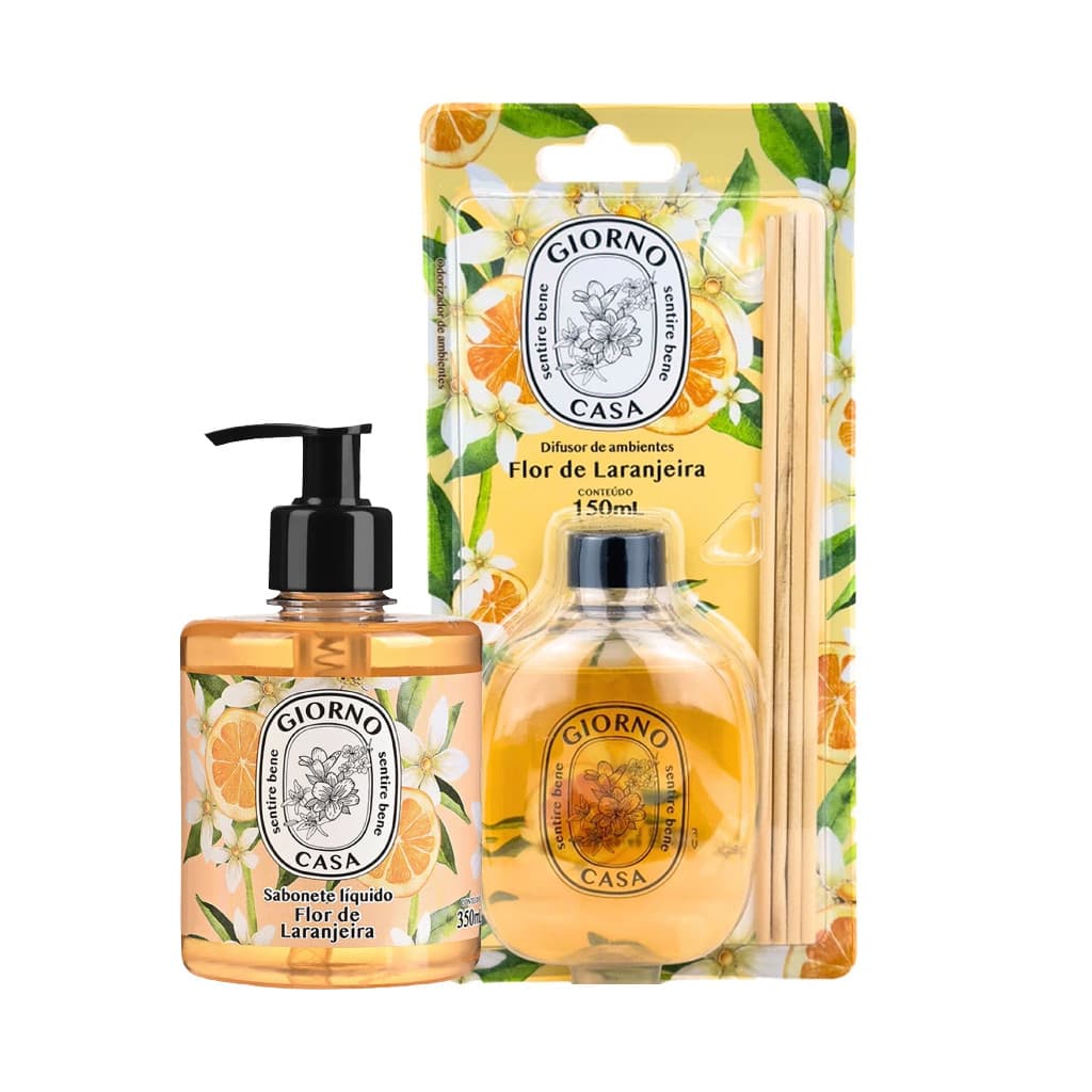 Kit Sabonete Liquido + Difusor de Aromas Flor de Laranjeira Casa Giorno