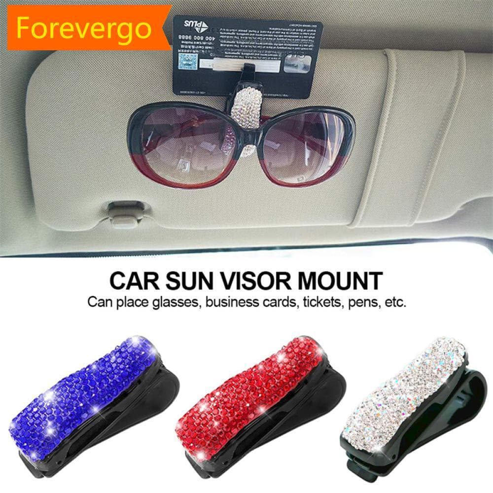 forevergo Clipe De Viseira De Sol Do Carro Suporte Portátil Óculos Strass Decoração Interior Suprimentos B5J2