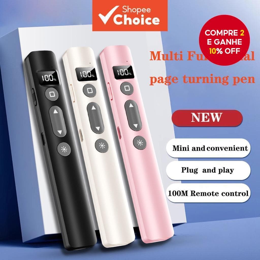 Caneta Apresentadora Digital Sem Fio LED 2.4GHz Adaptador USB C Ponteiro De Controle Remoto Portátil Rosa/Preto/Branco P