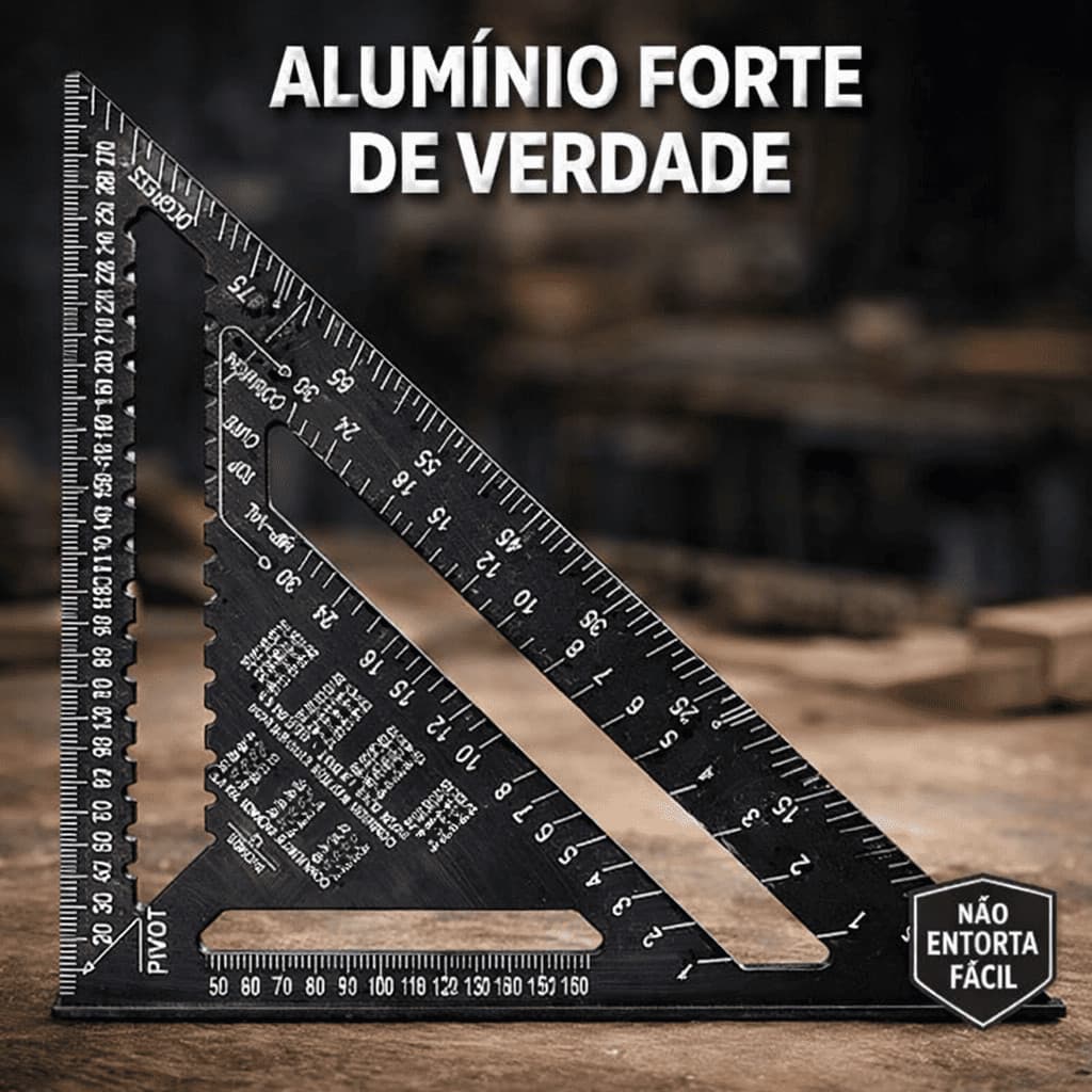 Esquadro Régua Transferidor Triangular 7 Polegadas Liga de Alumínio Ferramenta de Medição