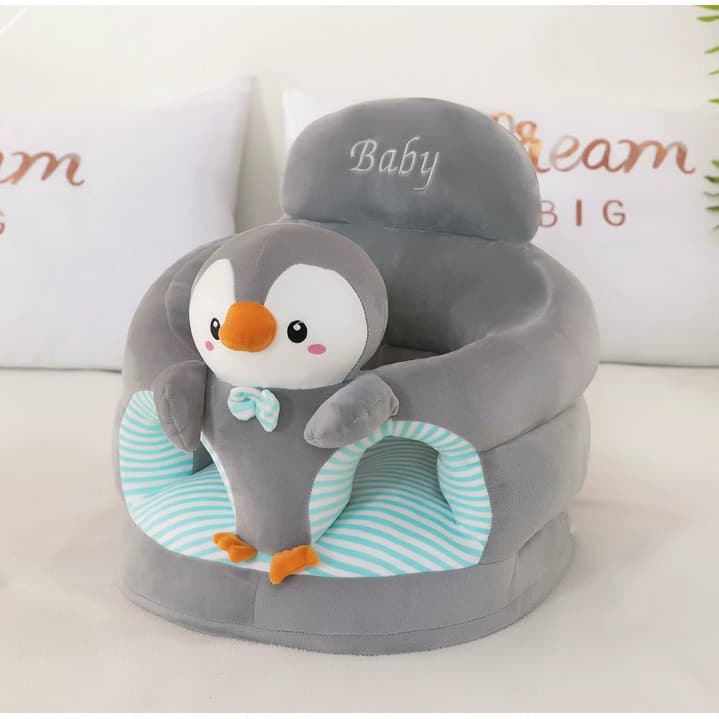Cadeirinha Assento com Enchimento Pinguim Cinza Base de Espuma Modelo Premium