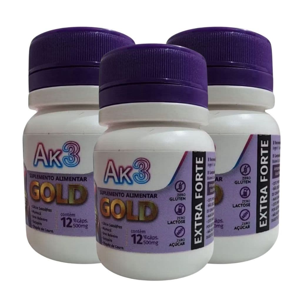 Suplemento Alimentar Gold Ak3 36 Cápsulas | 3 Potes