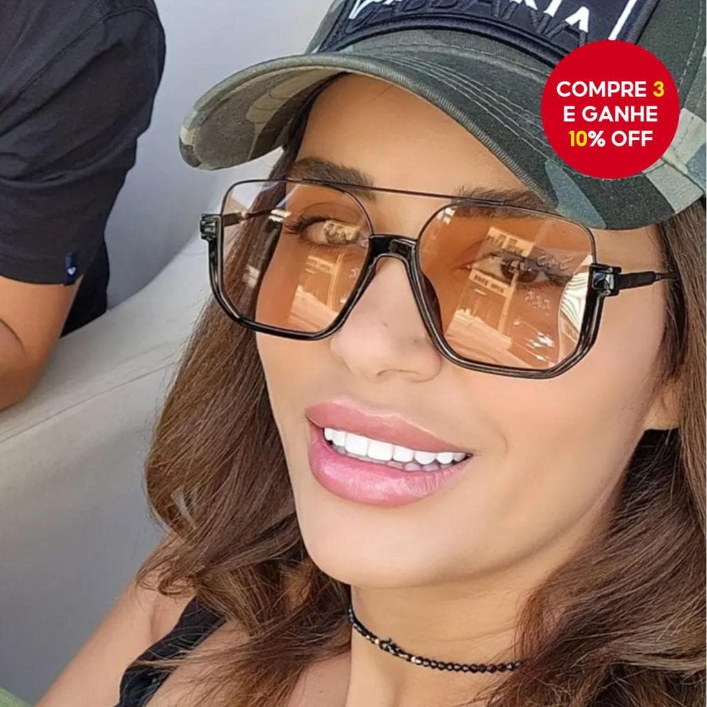 Óculos de sol de dupla viga, grande armação, retro, proteção UV, moda.
