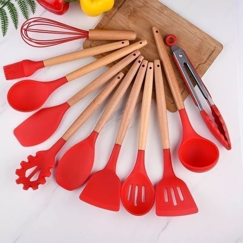 Jogo Completo de Utensílios de Cozinha de Silicone  Itens Essenciais para sua Casa KITC/12 Fang