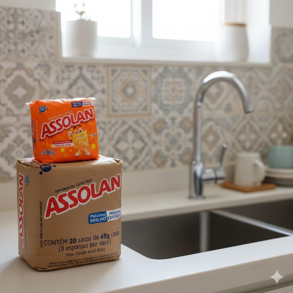 Lã de Aço Assolan Fardo com 20 Unidades - Limpeza e Brilho Intenso