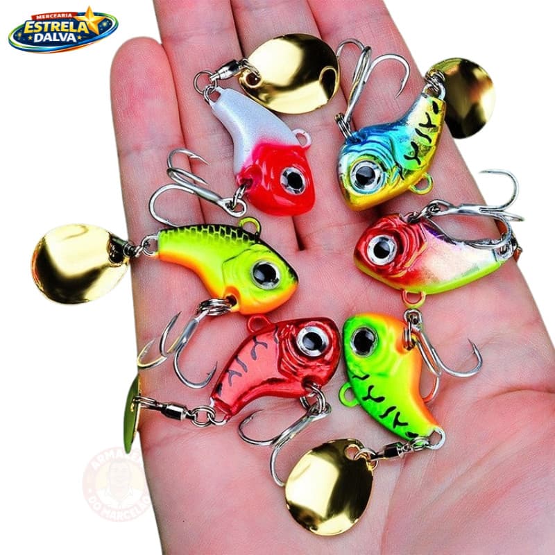 Kit 2/4/6 Iscas Metal Vib 5g Alta Vibração Super Atrativa Pesca Tucunaré Traíra Robalo Mar Água Doce