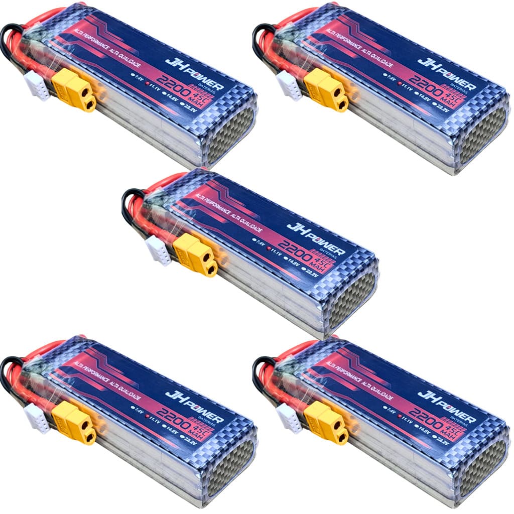 5 Bateria lipo 3s 11.1v 2200mah 45c plug XT60 RC JH Power Aeromodelo Drone Airsoft FPV Helicóptero