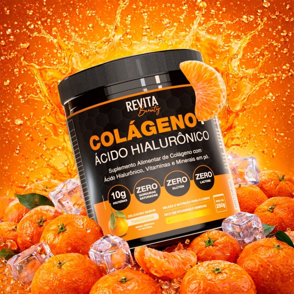 Colágeno Hidrolisado + Ácido Hialurônico Zero Açúcar -  Pote 250g - Envio Rápido