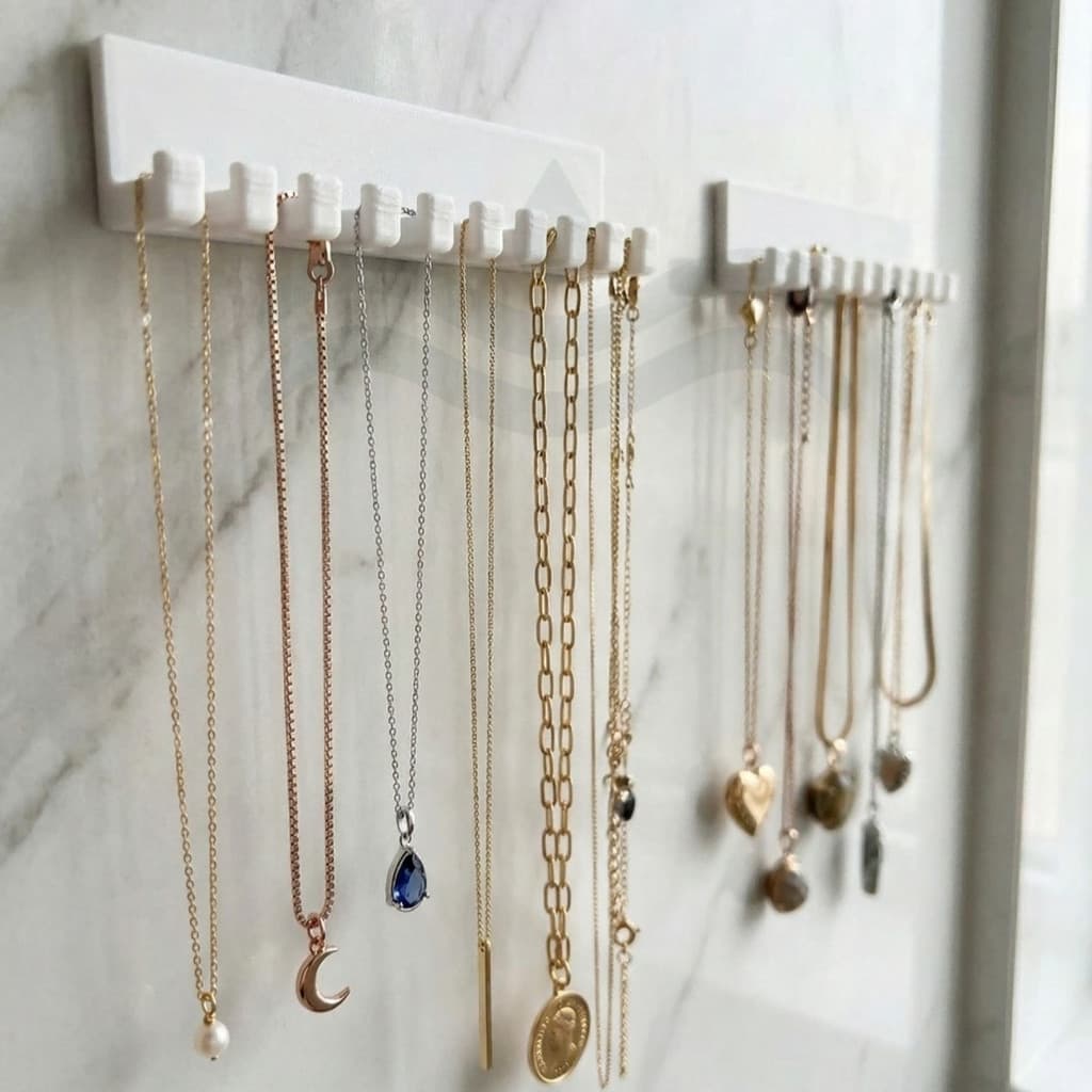 Organizador de Joias e Bijuterias Expositor de Aneis Suporte de Colar e Pulseira Ganchos de Parede com Fita Dupla Face