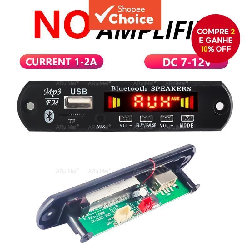 Placa Amplificadora Bluetooth BT 5.0 Subwoofer 80W Módulo De Áudio De Alta Resolução Para Reprodutor De Rádio FM De Carr