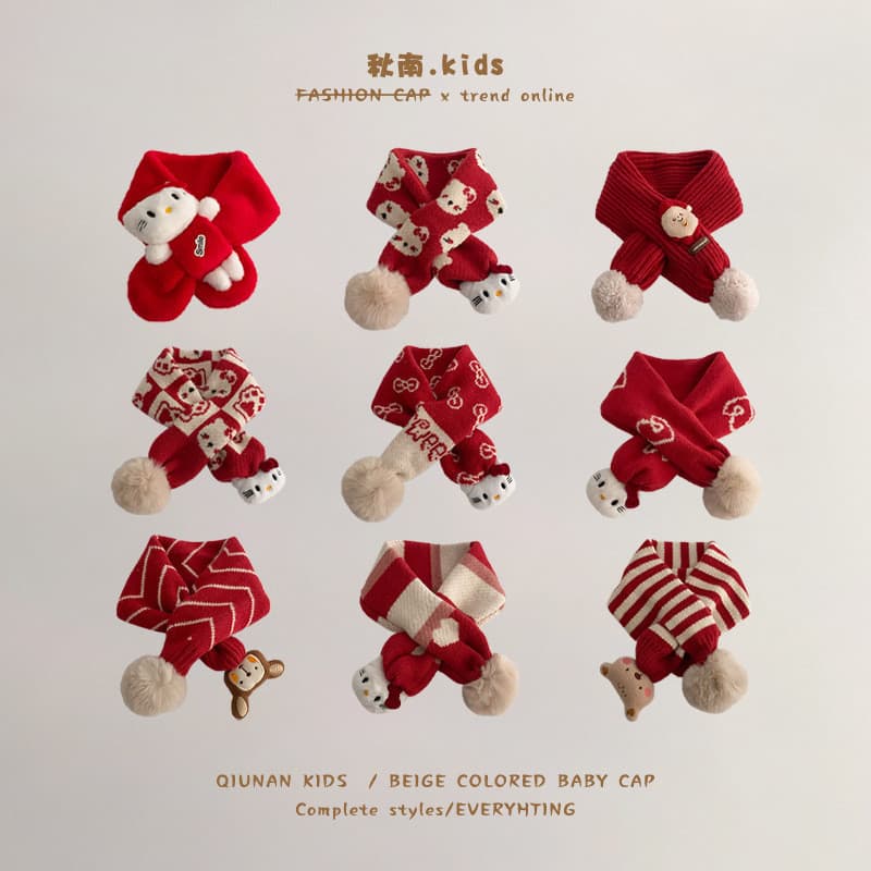 MIKKO Cachecol infantil inverno vermelho cachecol de ano novo quente grosso babador de malha bebê capa de gola à prova d