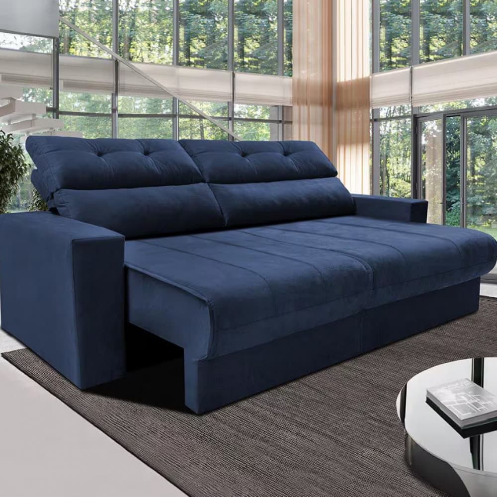 Sofá 3 lugares Cama Clean Retrátil e Reclinável Cama Inbox