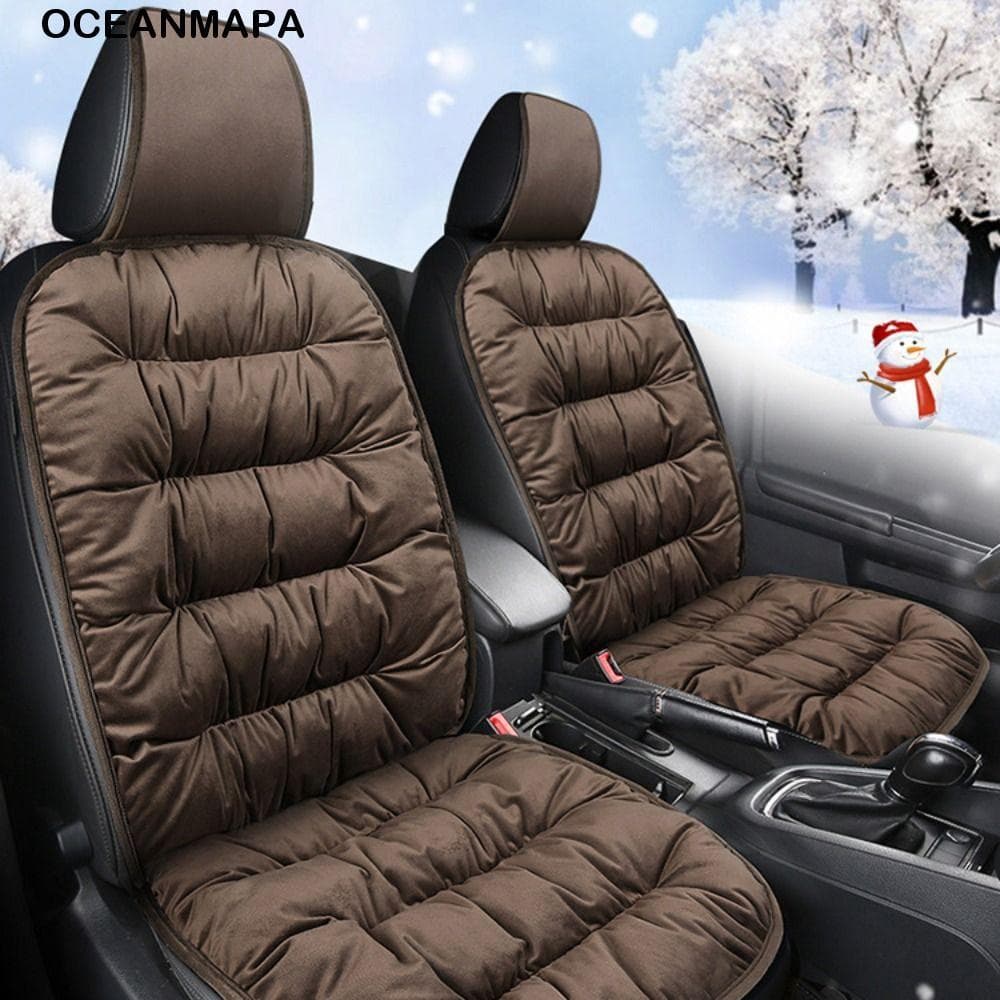 Almofada De Assento De Carro De Veludo Quente OCEANMAPA , Algodão Com Traseira Capa Inverno , Cadeira Frontal Macia