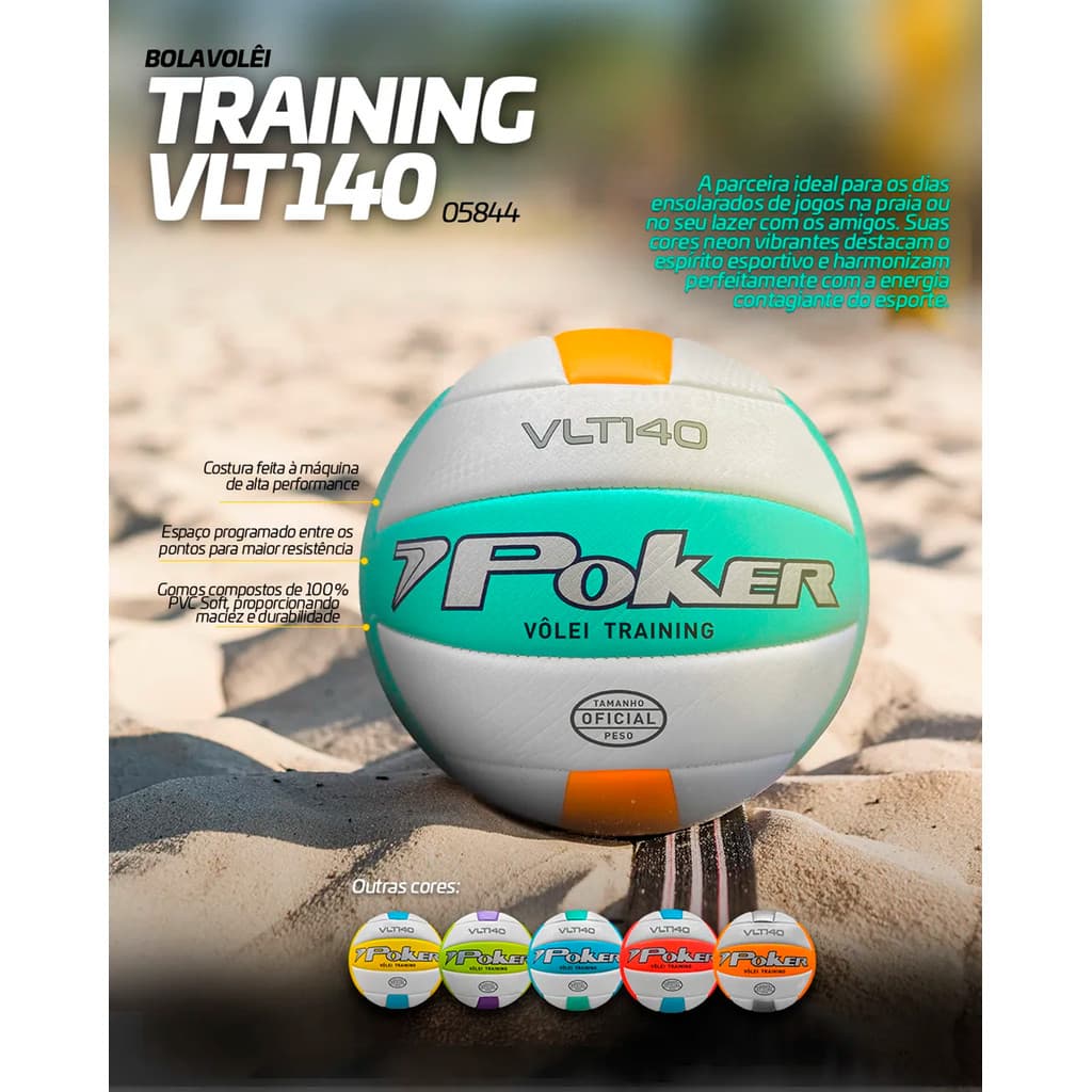 Bola Vôlei Poker Training VLT140 Treino Quadra Alta Durabilidade Original
