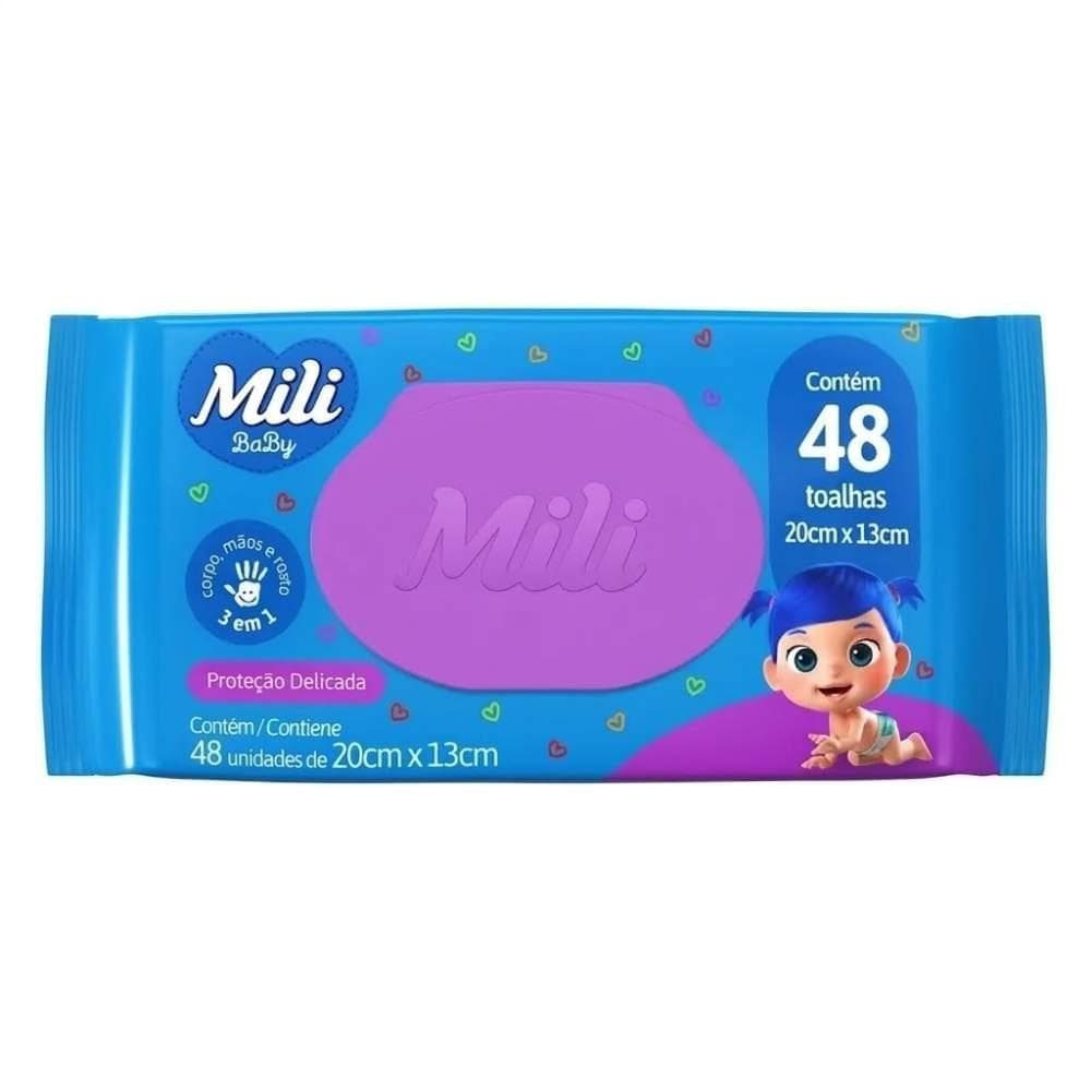 Toalhinhas Umedecidas Mili Baby - Nova Embalagem com 48 Unidades