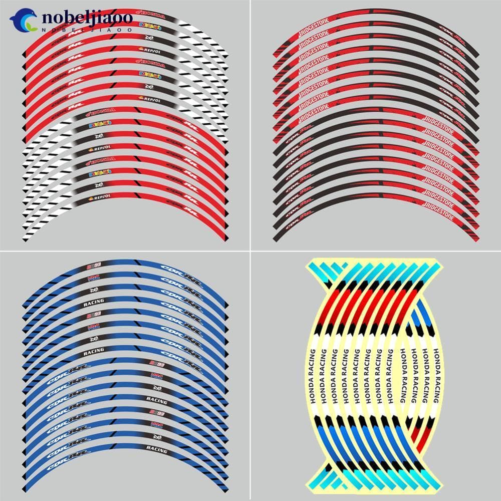 NOBELJIAOO 16 Unidades Adesivo De Roda De Motocicleta Fita Reflexiva De Aro Para Corrida De Moto 17 " 18 " Carro Acessór