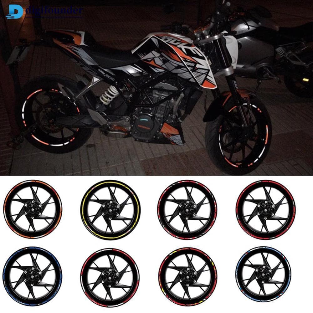 DIGIFOUNDER 16 Pçs Adesivo De Roda De Motocicleta Fita Reflexiva Aro De Moto Acessório De 17 " Colorido B1V7