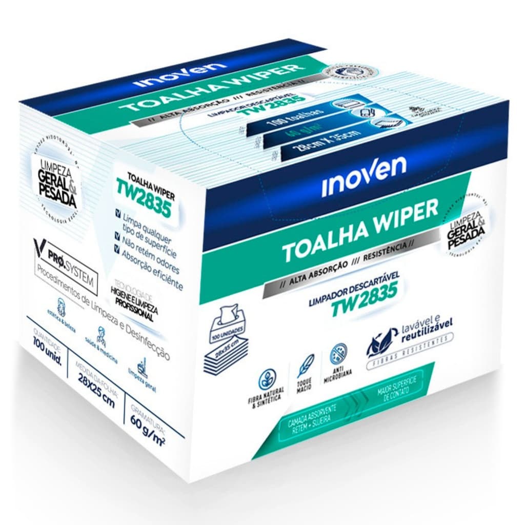 Pano Multiuso Limpeza Profissional Wiper 100un Alta Absorção Não Solta Fiapo