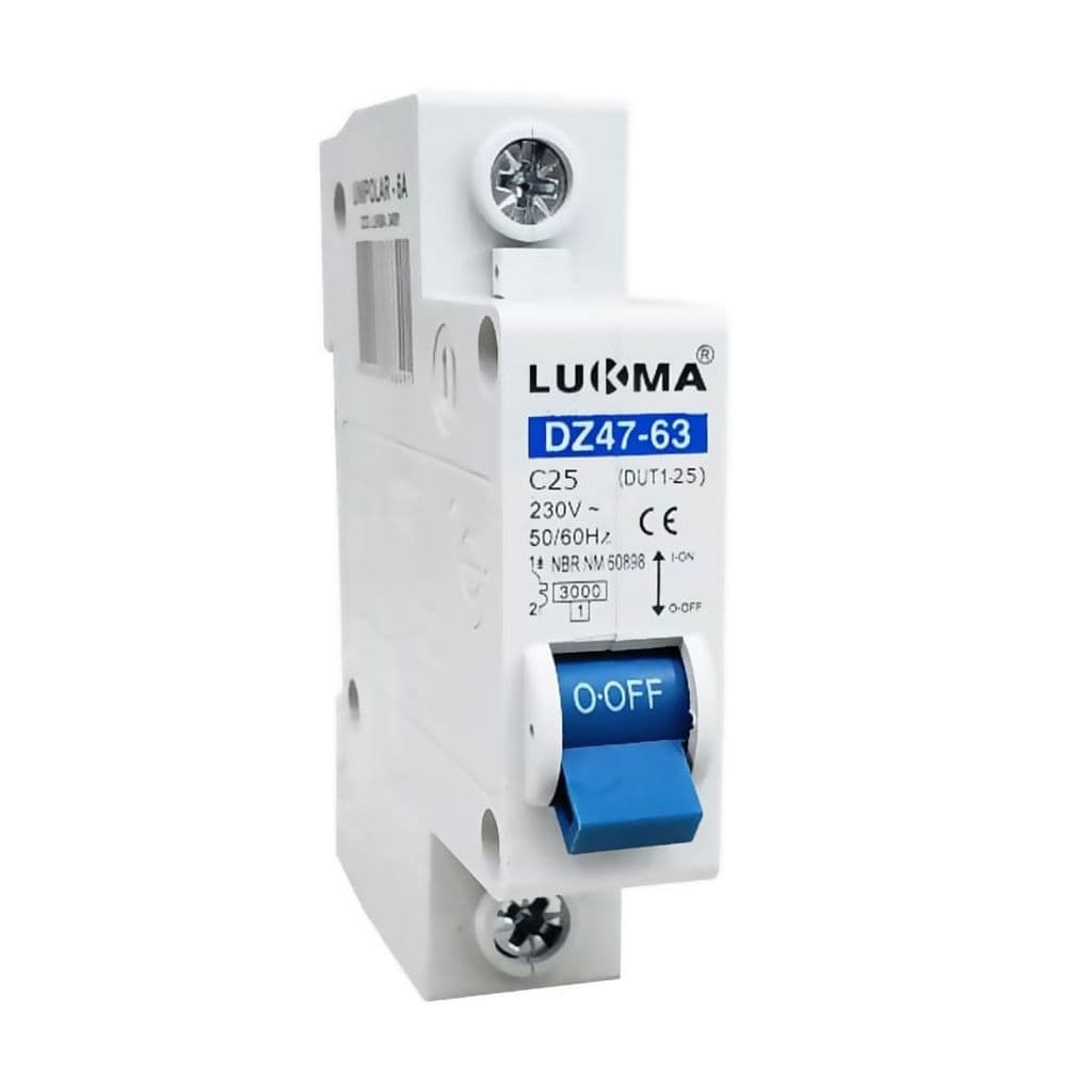 Disjuntor Unipolar Lukma Curva C 10A 16A 20A 25A 32A 40A 50A 63A