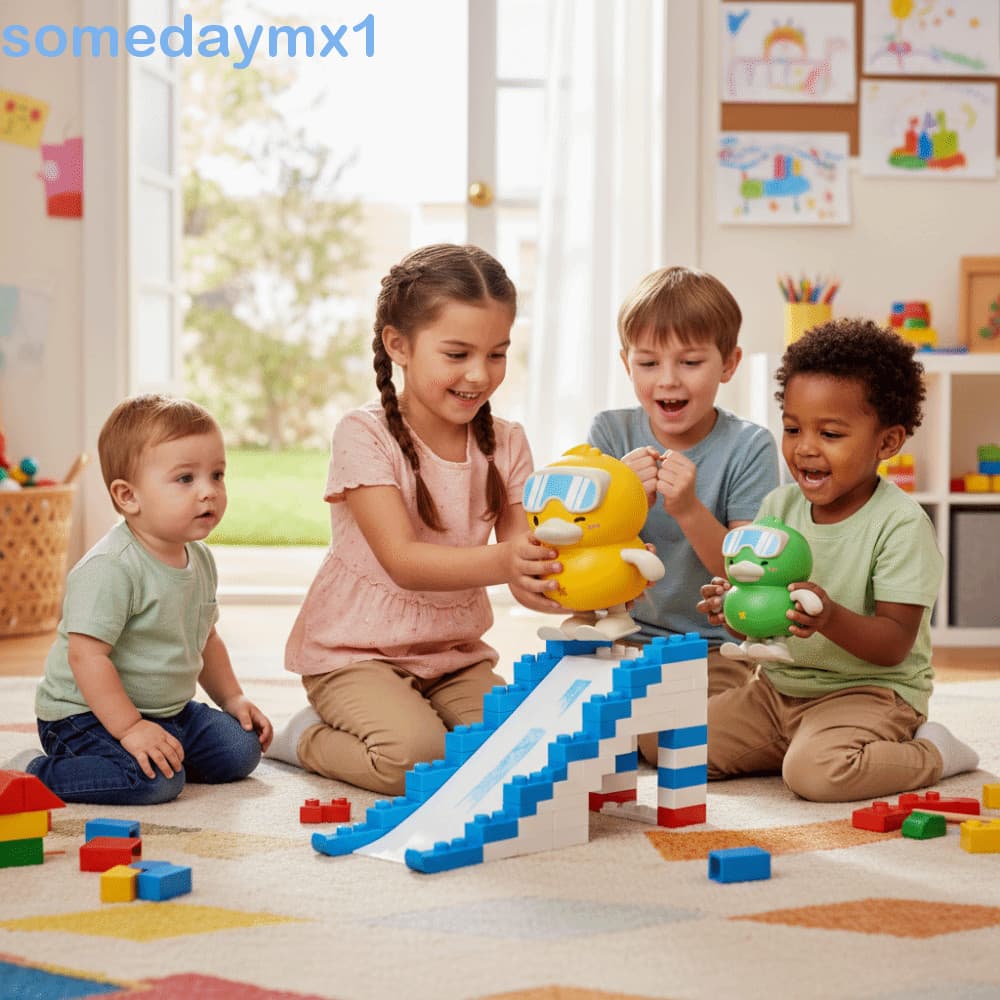 SOMEDAYMX1 Brinquedo De Pato De Esqui , Mecânico De Material Plástico Amarelo Salto Sem Eletricidade