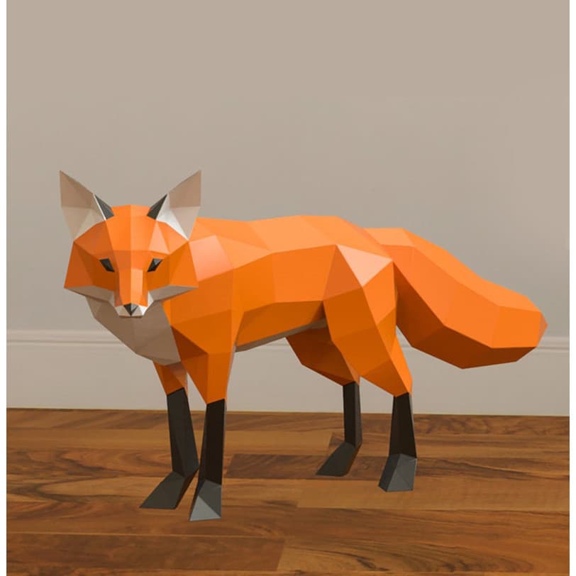 MOMO Molde de papel tridimensional Raposa escondida Animal Molde de papel tridimensional Decoração criativa de raposa DI