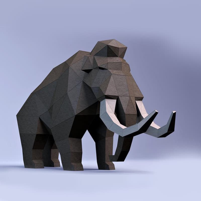 Molde de papel tridimensional MOMO Mamute Animal Pálológico Modelo de papel 3D Casual Divertido Montagem Quebra-cabeça i